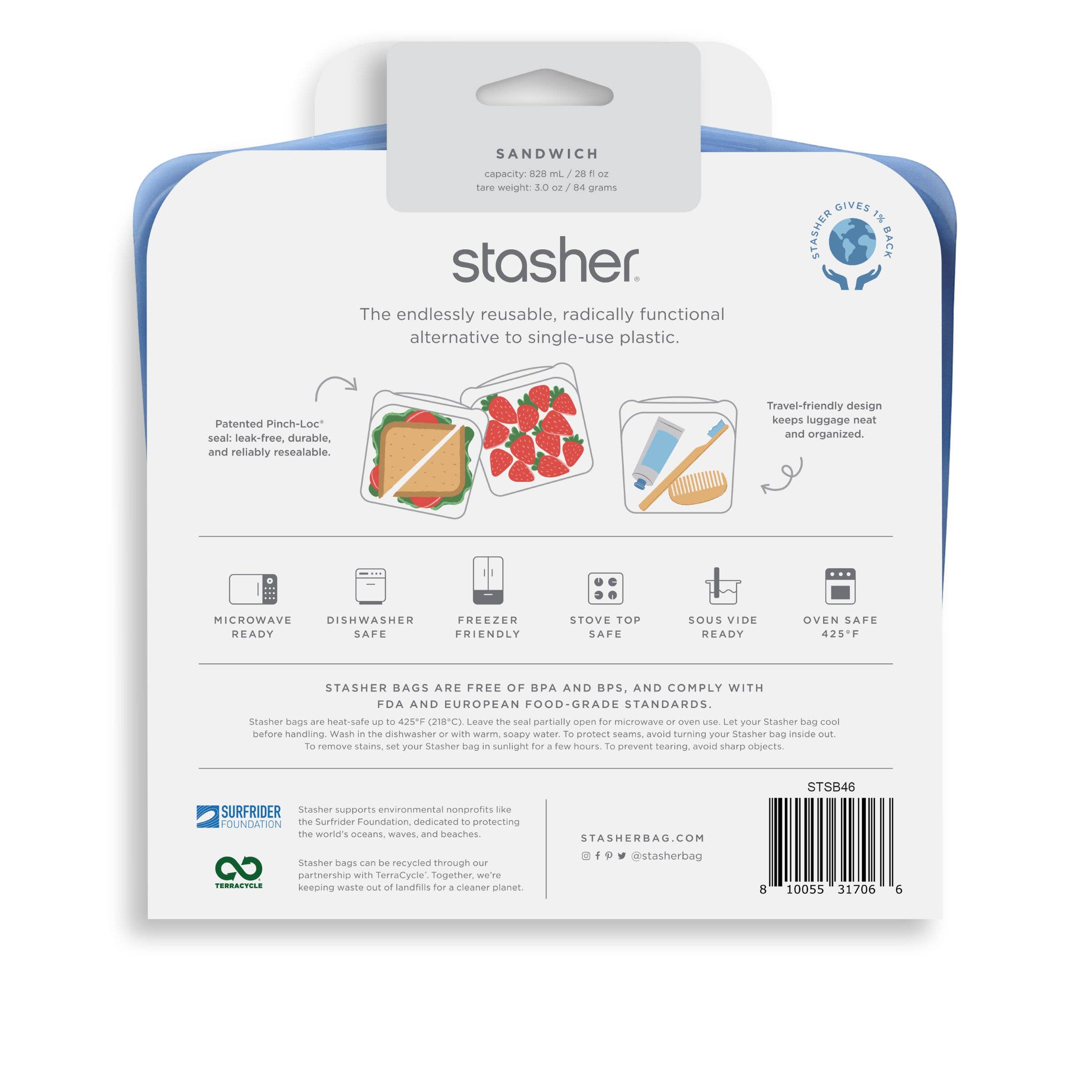 Stasher - Wholesale Food Storage Wrap/Bag - Sandwich: Deep Ocean1