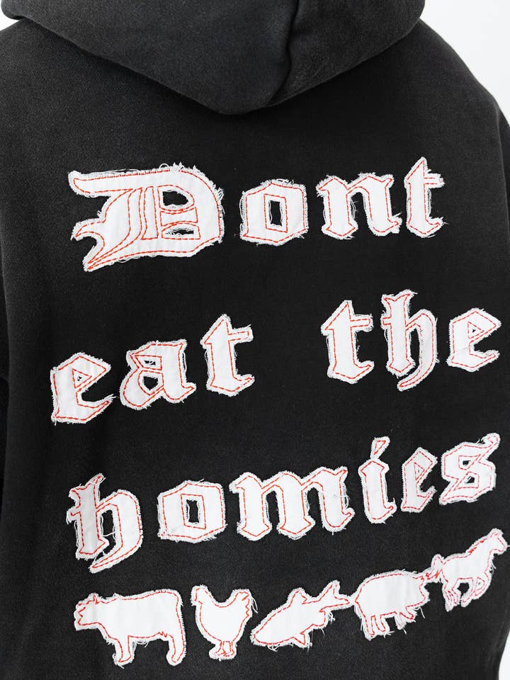 Preto Hoodie Dont Eat The Homies Distressed para venda a revendedores na Faire1