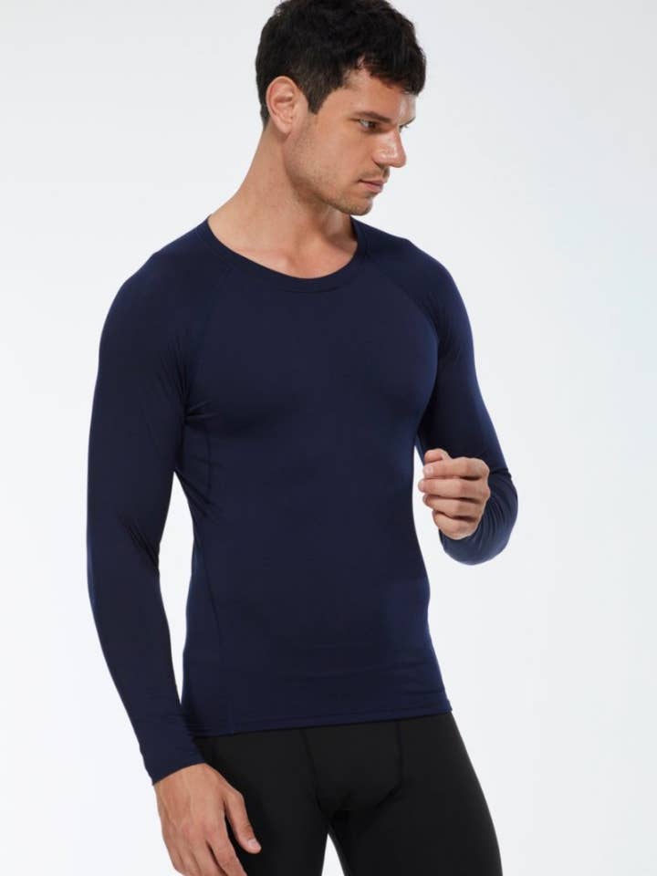Active by Anna-Kaci - Wholesale Athletic Top - Men's - Men's Long Sleeve Athletic Compression Shirt & Crew Neckline7