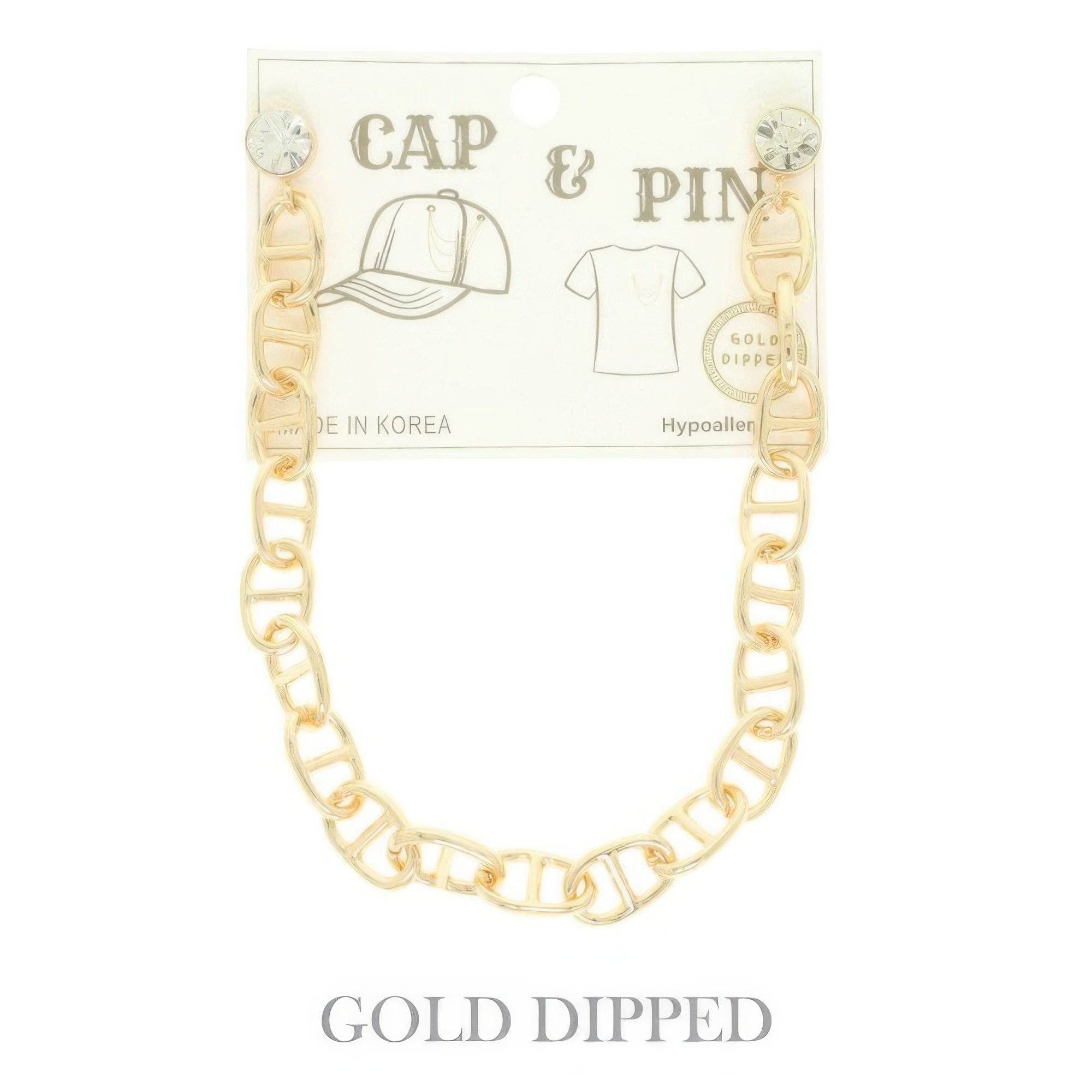 CC Wholesale Clothing - Wholesale Hat Accessory - Women's - Gold Plated Soda Tab Link Cap Chain And Pin0