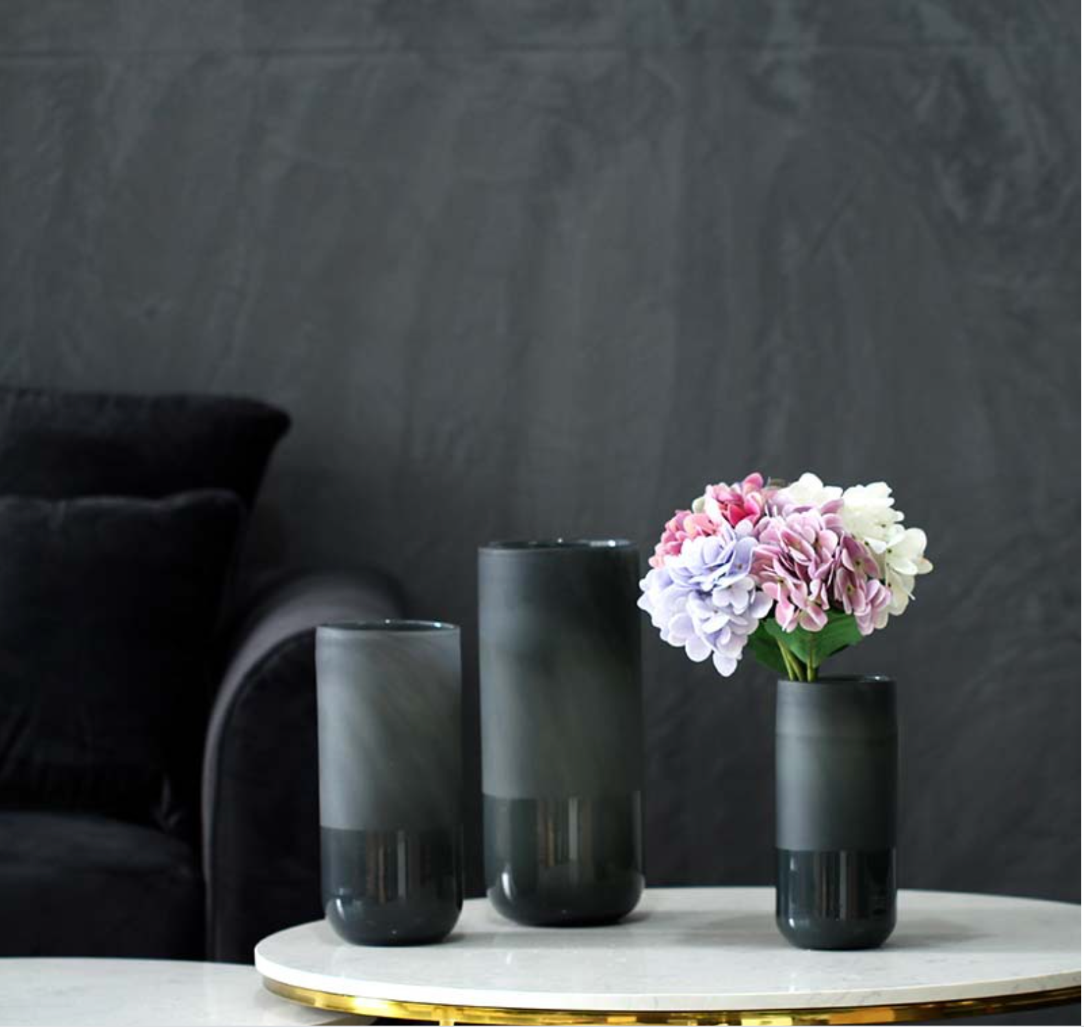 Noah Decoration – Vaso por atacado – Vaso de Vidro Cinzento Cilíndrico Jateado3