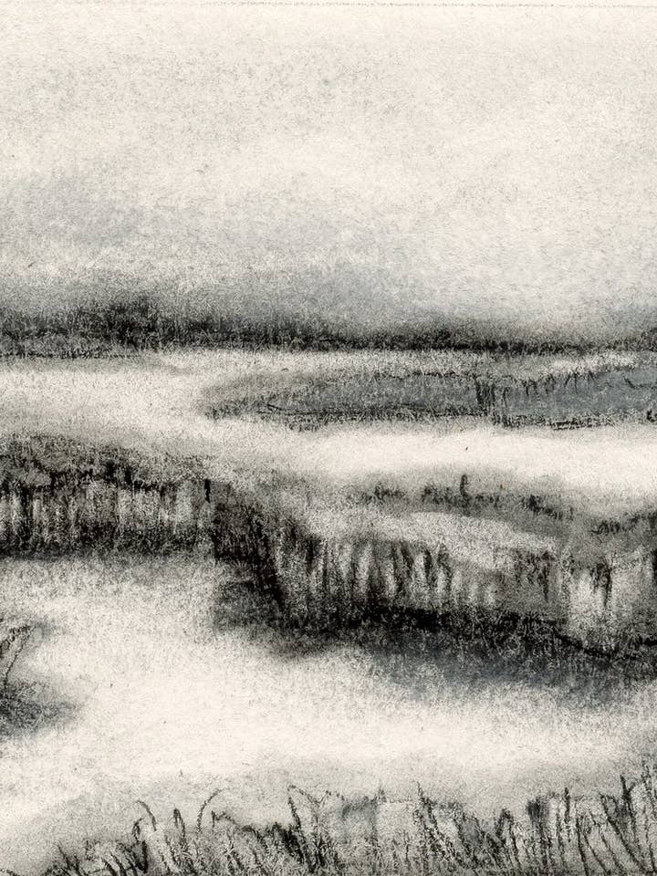 Charcoal Waterscape no. 3, 2025 - ART PRINT for wholesale by Hattie Darling