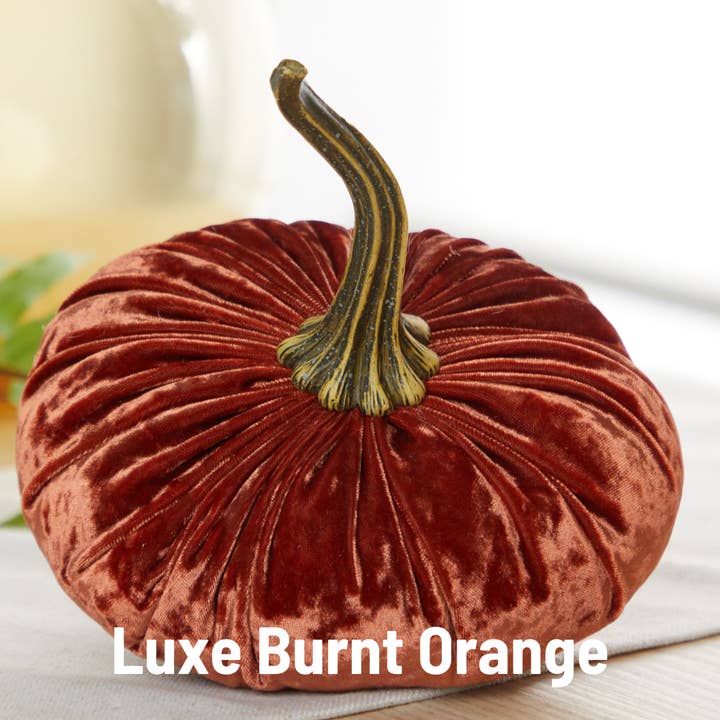 Your Heart's Content - Wholesale Decorative Tabletop Object - Pumpkin Large Velvet, Fall Mantel Decor, Halloween Table5