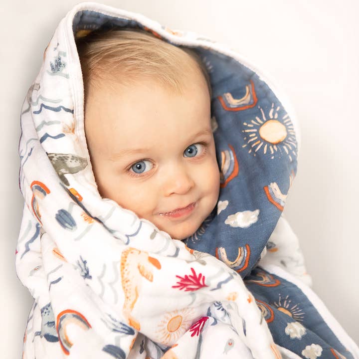 Bebe au Lait – Engroshandel Sengetæppe - Børn og baby – Narhvals Hello Sunshine Classic Muslin Snuggle Tæppe