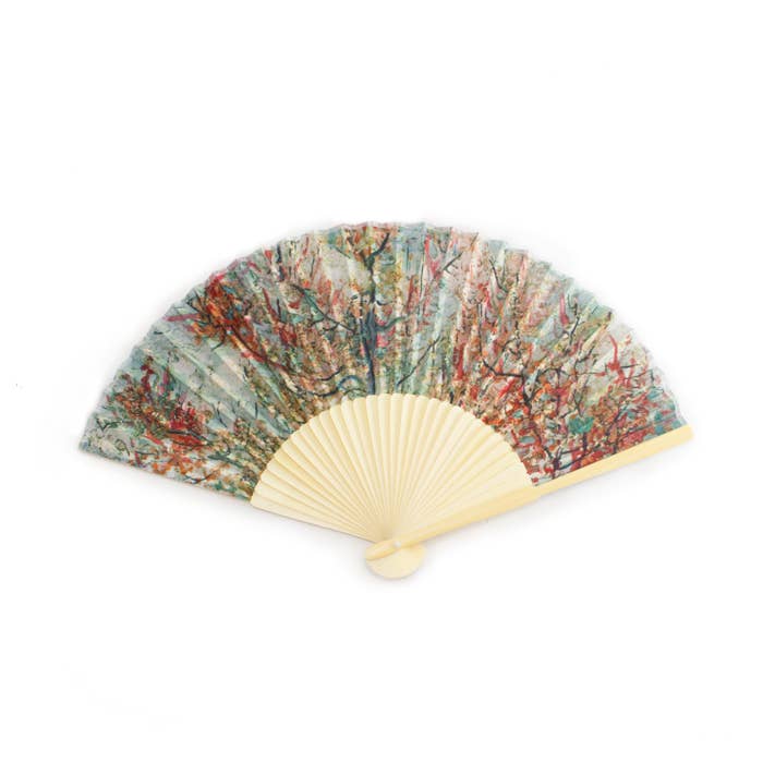 Hand Fan, Bamboo, Pink peach blossom, Van Gogh for wholesale by MUSEUM WEBSHOP