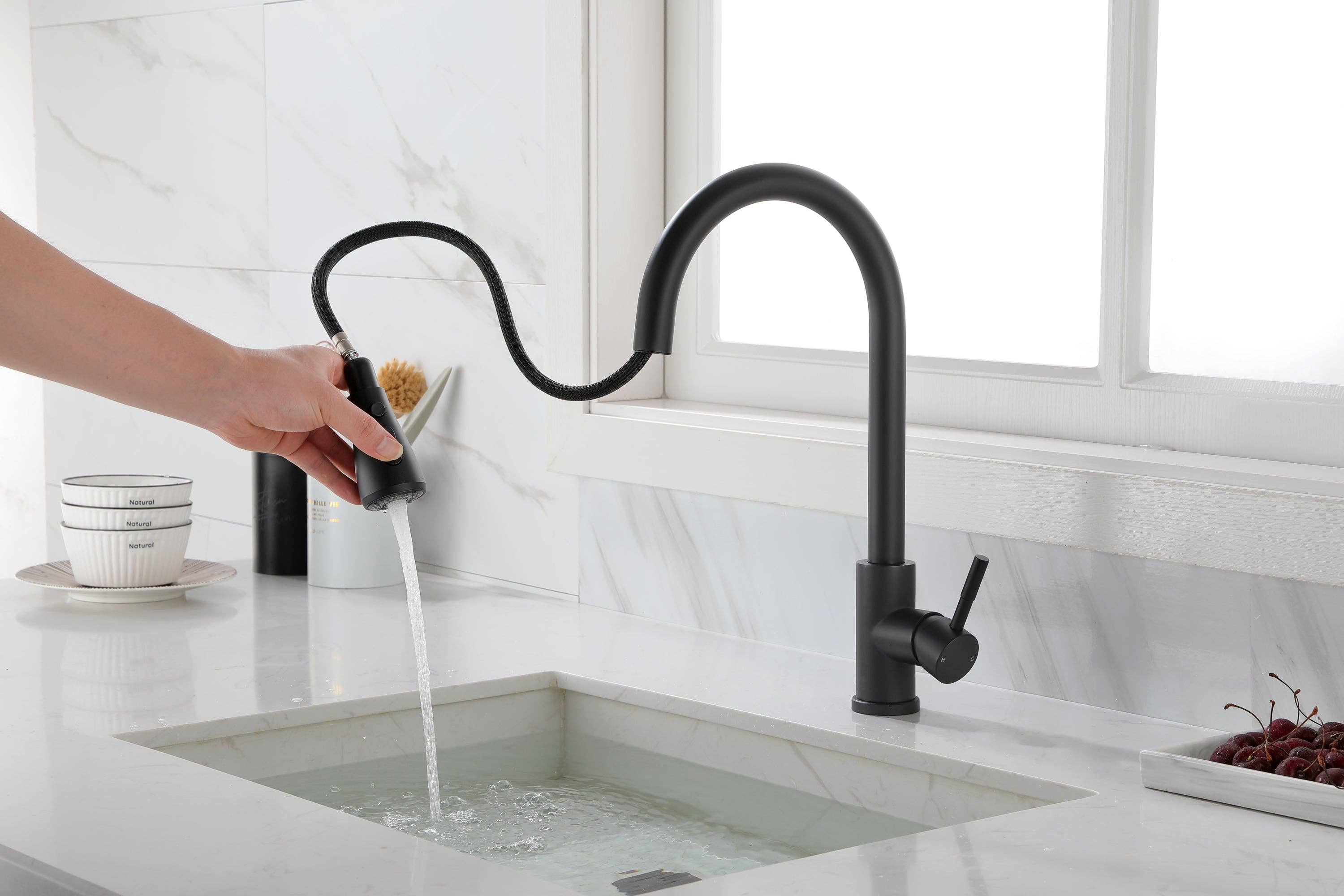 39F Inc. - Wholesale Kitchen Tool/Gadget - Matte Black Kitchen Faucet with Pull-Out Sprayer12