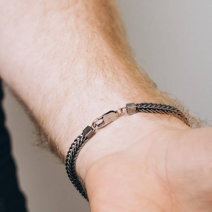 Apollis - Wholesale Schakelarmband - Sterling zilveren vossenstaart geoxideerde geweven armband