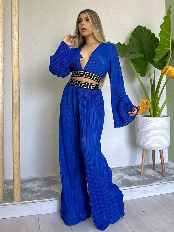 HK6780 Conjunto de blusa y pantalón de dos piezas para mujer al