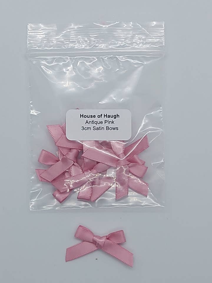 Fiocchi in raso, 10 x 3 cm, rosa antico per la vendita all'ingrosso da parte di House of Haugh Craft Supplies