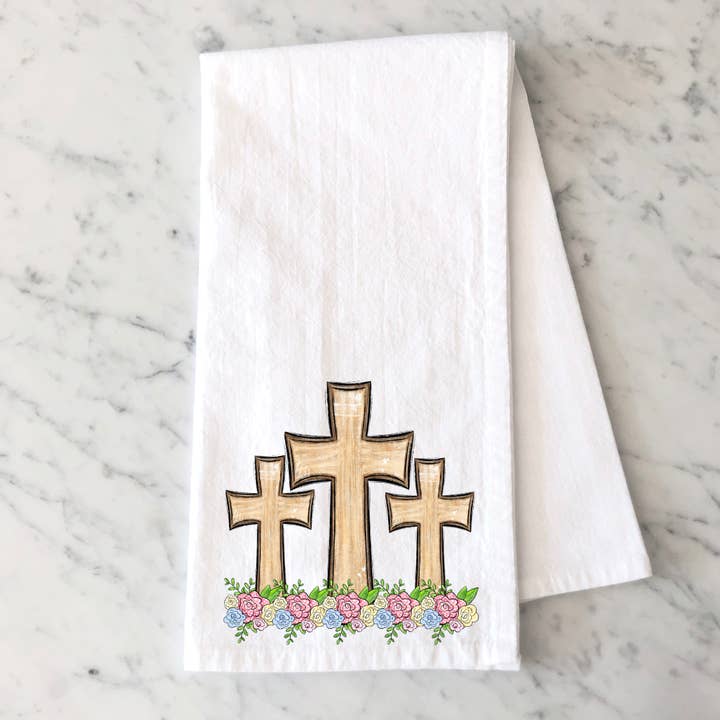 Cross Trio Kitchen Towel for wholesale by Mississippi Mae Monograms