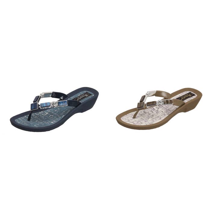 Colour Shell Thong, 6-11, Mix for wholesale by Grandco Sandals