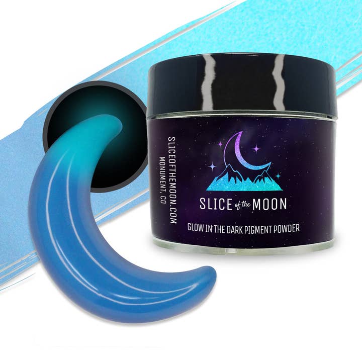Neon Blue Glow in the Dark Mica Powder for wholesale by Slice of the Moon