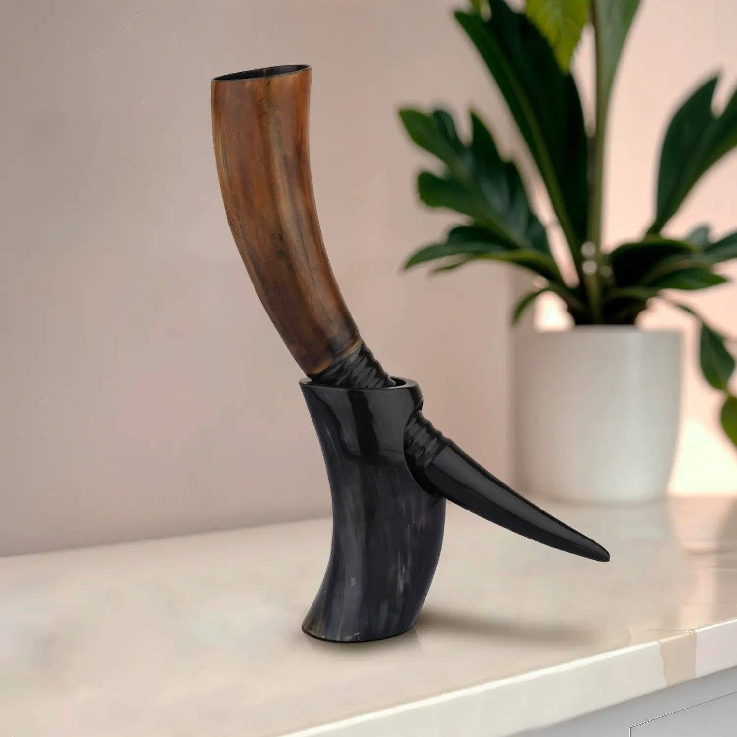 Handicrafts Home - Wholesale Drinking Glass/Cup - Drinking Horn with Stand - Holds Upto 16 oz, Auger6