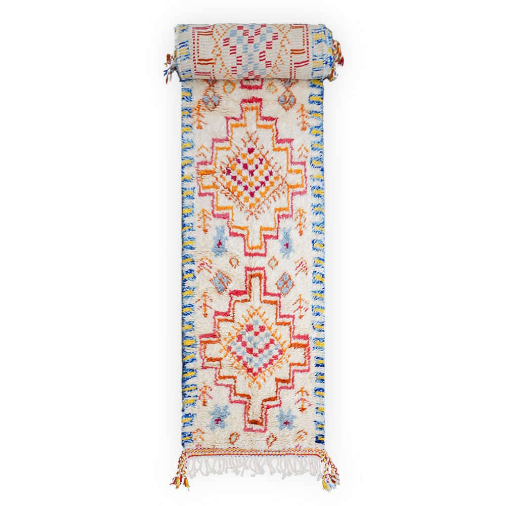 Moroccan Woven Treasures – wholesale Hallmatta – Vit och färgglad marockansk löpare, färgglad berberlöpare2