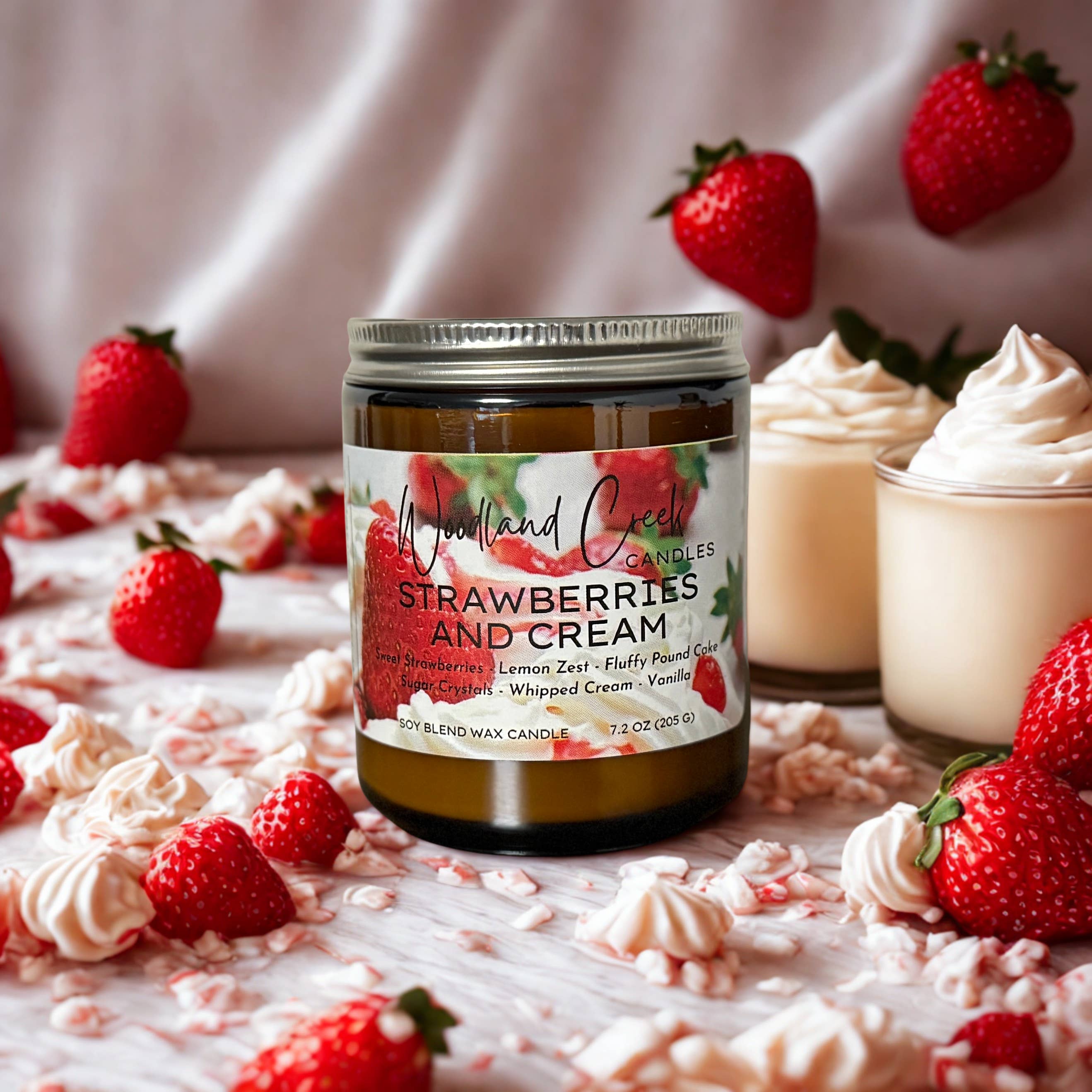 Woodland Creek Candles - Vente Bougie en bocal - Bougie en cire au mélange de fraises et de soja