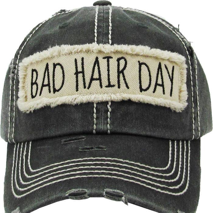 MiMi Wholesale - Wholesale Baseball Cap - Women's - KBV1073 'BAD HAIR DAY' Distressed Cotton Cap1