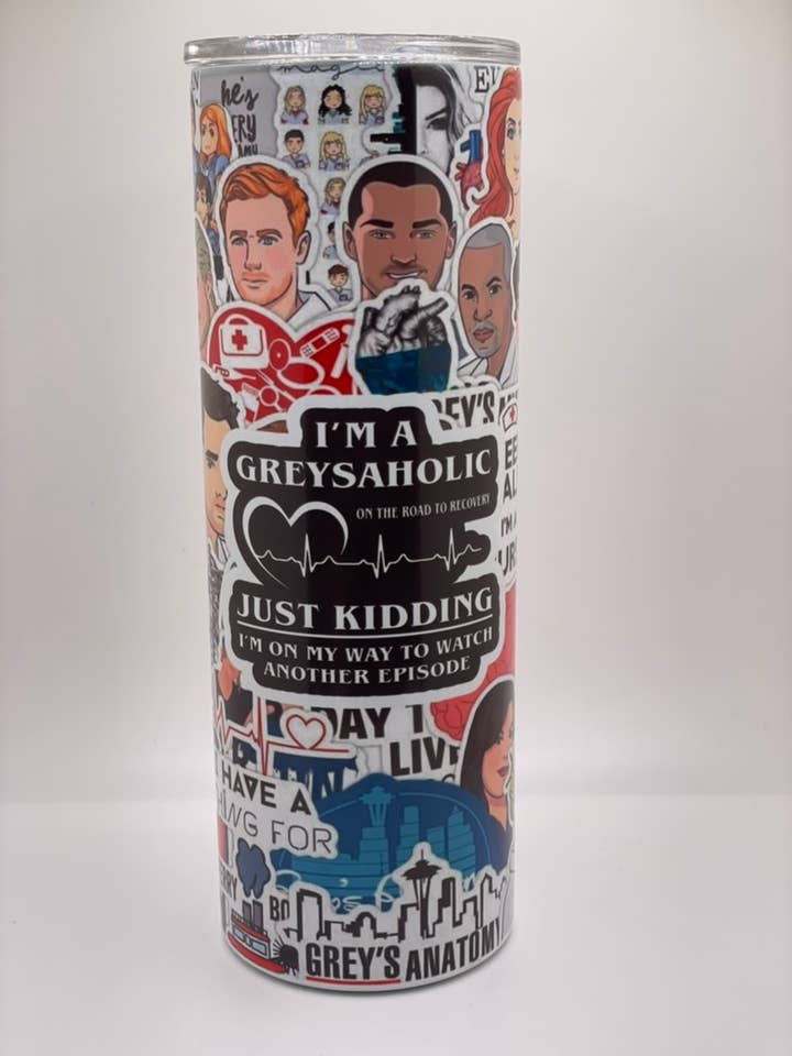 Greys anatomy sticker cup for wholesale by TheClaytonsCreations