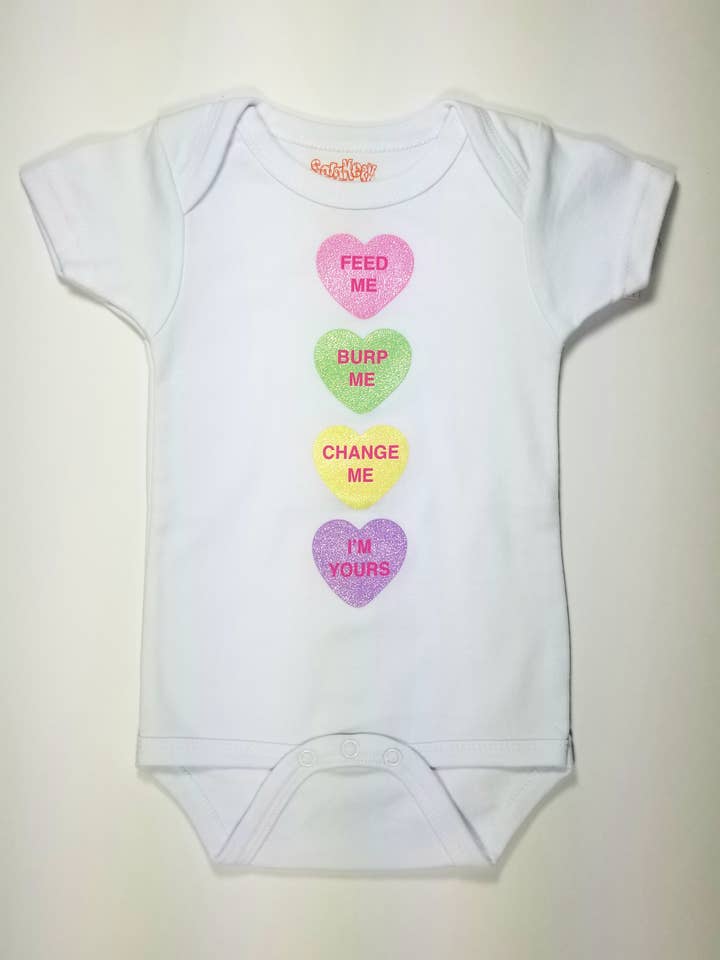 Valentine's Heart Onesie White w/ Bling for wholesale by Sara Kety Baby & Kids