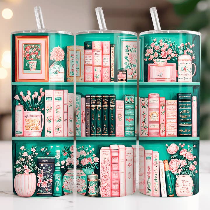 Beautiful Book Shelves Tumbler for wholesale by H+P Wholesale