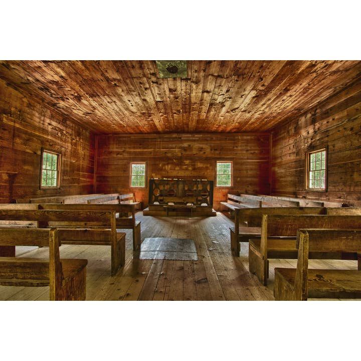 Inside a Primitive Baptist Church Photo Photograph Wall Art for wholesale by Gotham Gifts