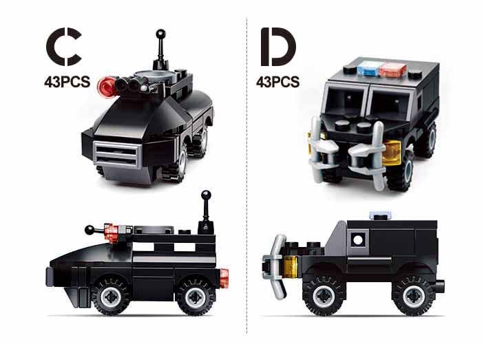 Texas Toy Distribution – Conjunto de construção - Crianças por atacado – Conjunto de Display de Brick Police Building Building, x2 cada kit A-D2
