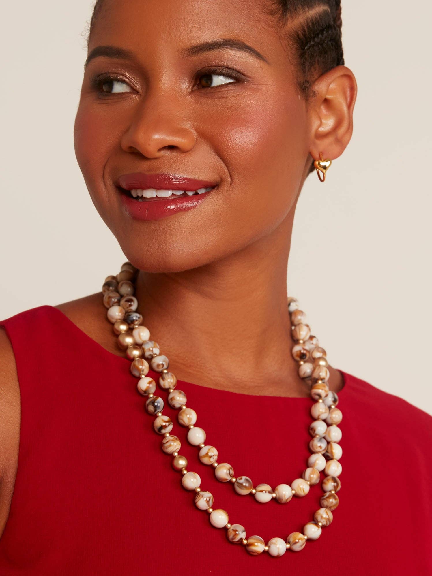 BEI Marbled Beige Beaded Crossbody Phone Lanyard for wholesale on Faire1