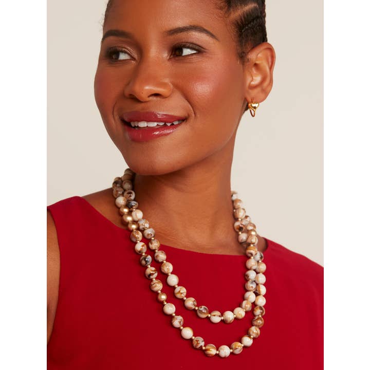 BEI Marbled Beige Beaded Crossbody Phone Lanyard for wholesale on Faire1