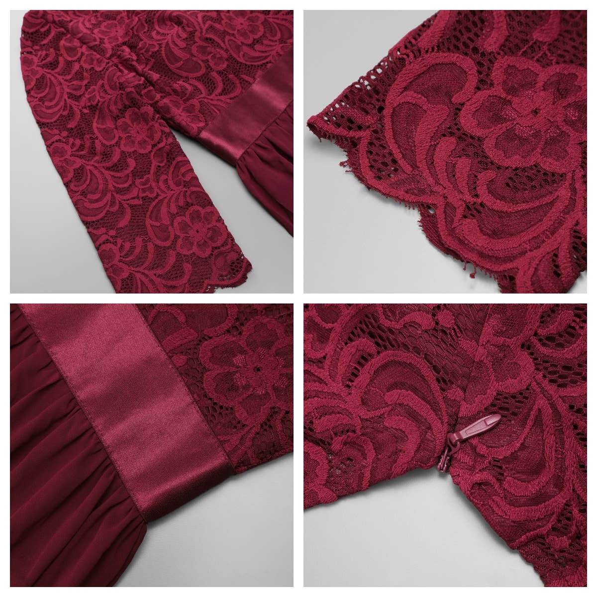 Ever-Pretty - Vente Robe de soirée – femme - Robe de demoiselle d'honneur en dentelle grande taille avec manches longues en dentelle1