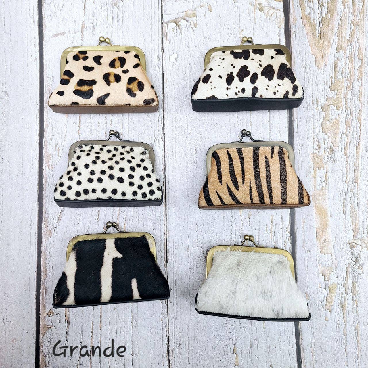 Hecho a mano – Porta-moedas - Mulher por atacado – Carteira grande com estampa animal e fecho metálico