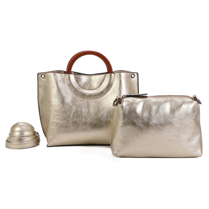 INES DELAURE - Venta al por mayor Bolso con asas - Mujer - Bolso dos en uno, asas redondas, correa de hombro extraíble