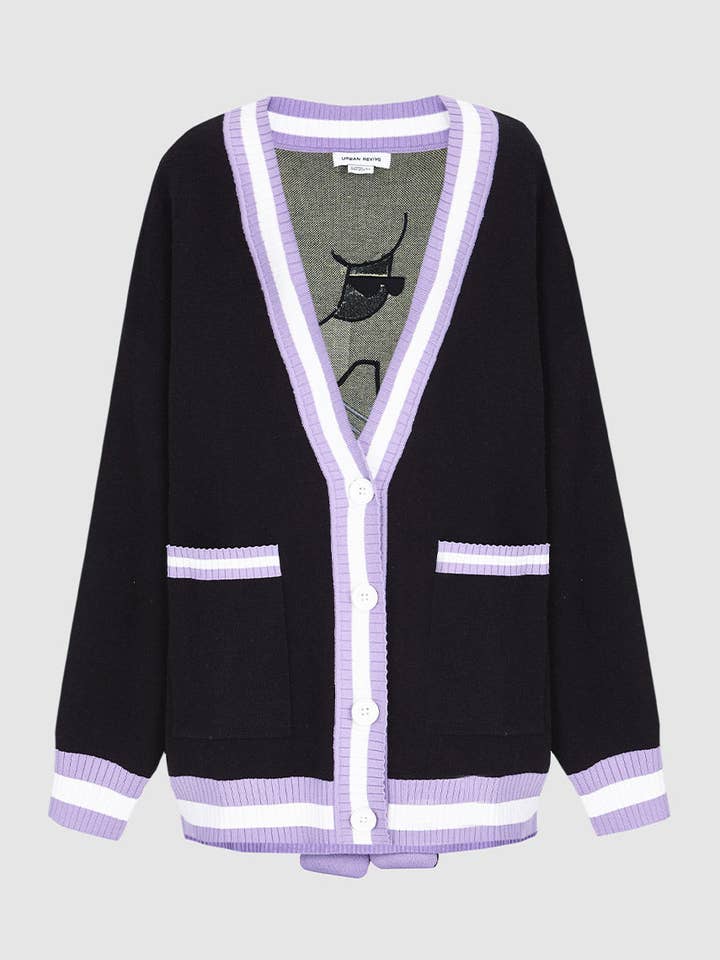 URBAN REVIVO Contrast Trim Button Up Cardigan for wholesale by UrbanRevivo