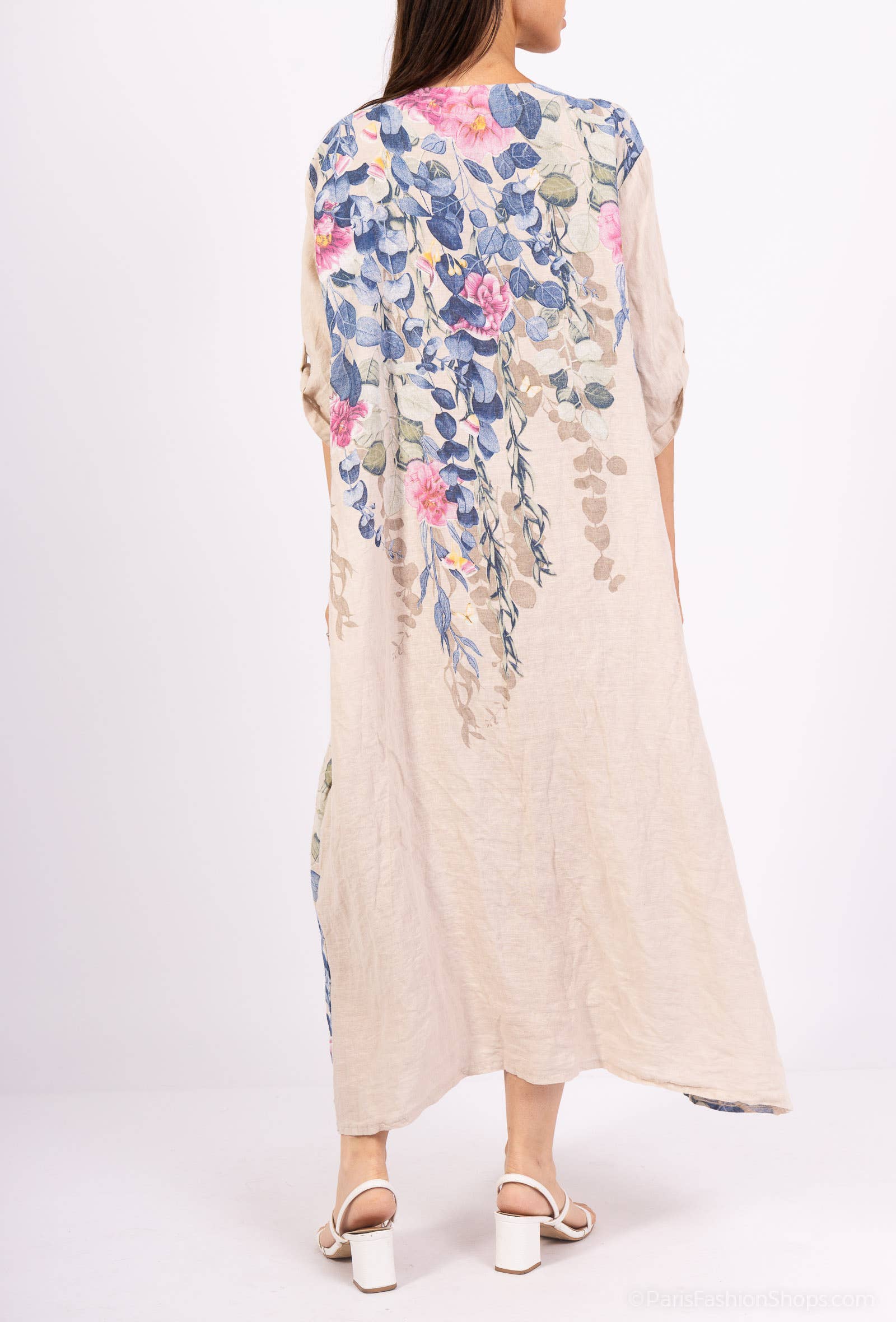 Shyloh - Vente Robe – femme - Robe en lin à imprimé fleuri et 2 boutons 149558