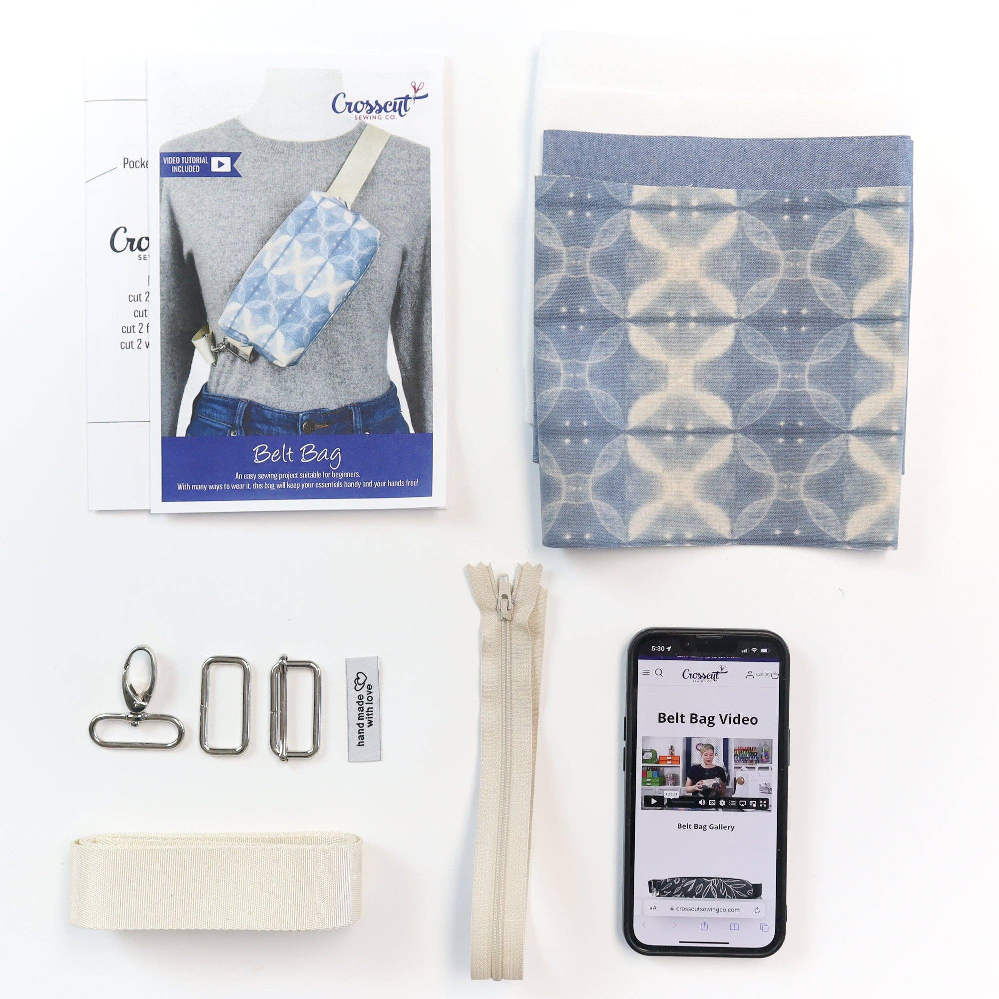 Crosscut Sewing Co. - Wholesale Belt Bag - Women's - Belt Bag Sewing Kit - Supplies, Printed Pattern and Video Tutorial78