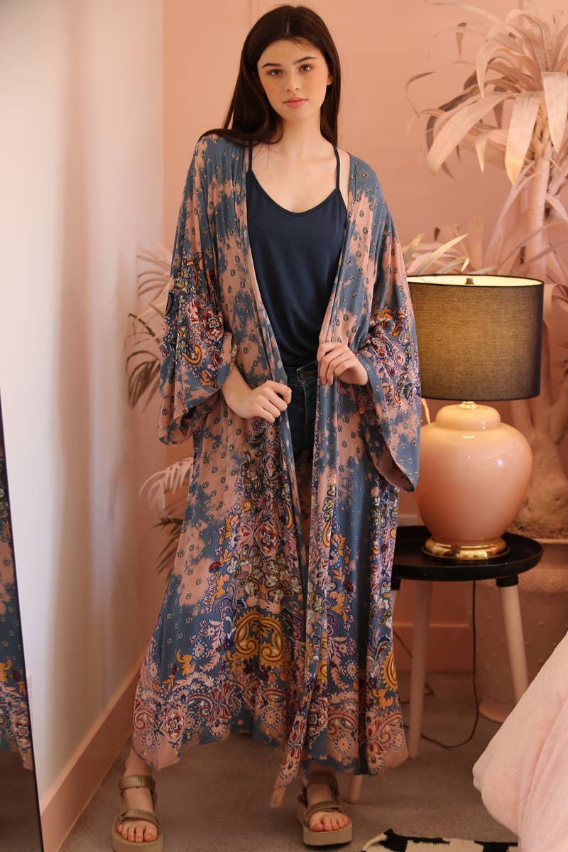 ANGIE - Wholesale Kimono - Women's - BJ664-W702 BLEACH TIE DYE PRINTED DUSTER KIMONO23