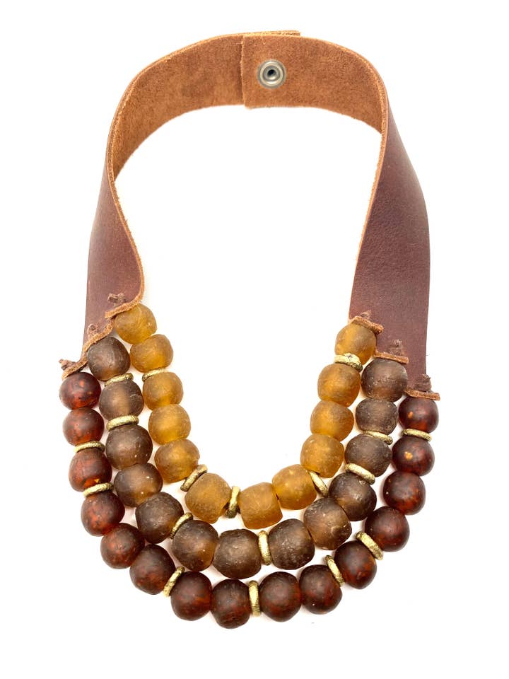 Krobo 3 Strand • Caffè per la vendita all'ingrosso da parte di Stephanie Leigh Jewelry