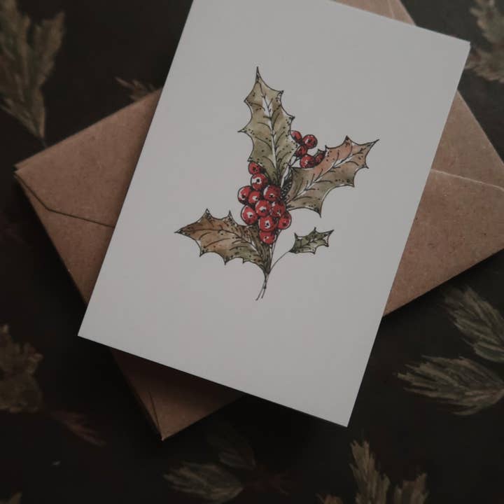 MyDesignPictures - Wholesale Christmas Card - Winter floral Small Flat Card3