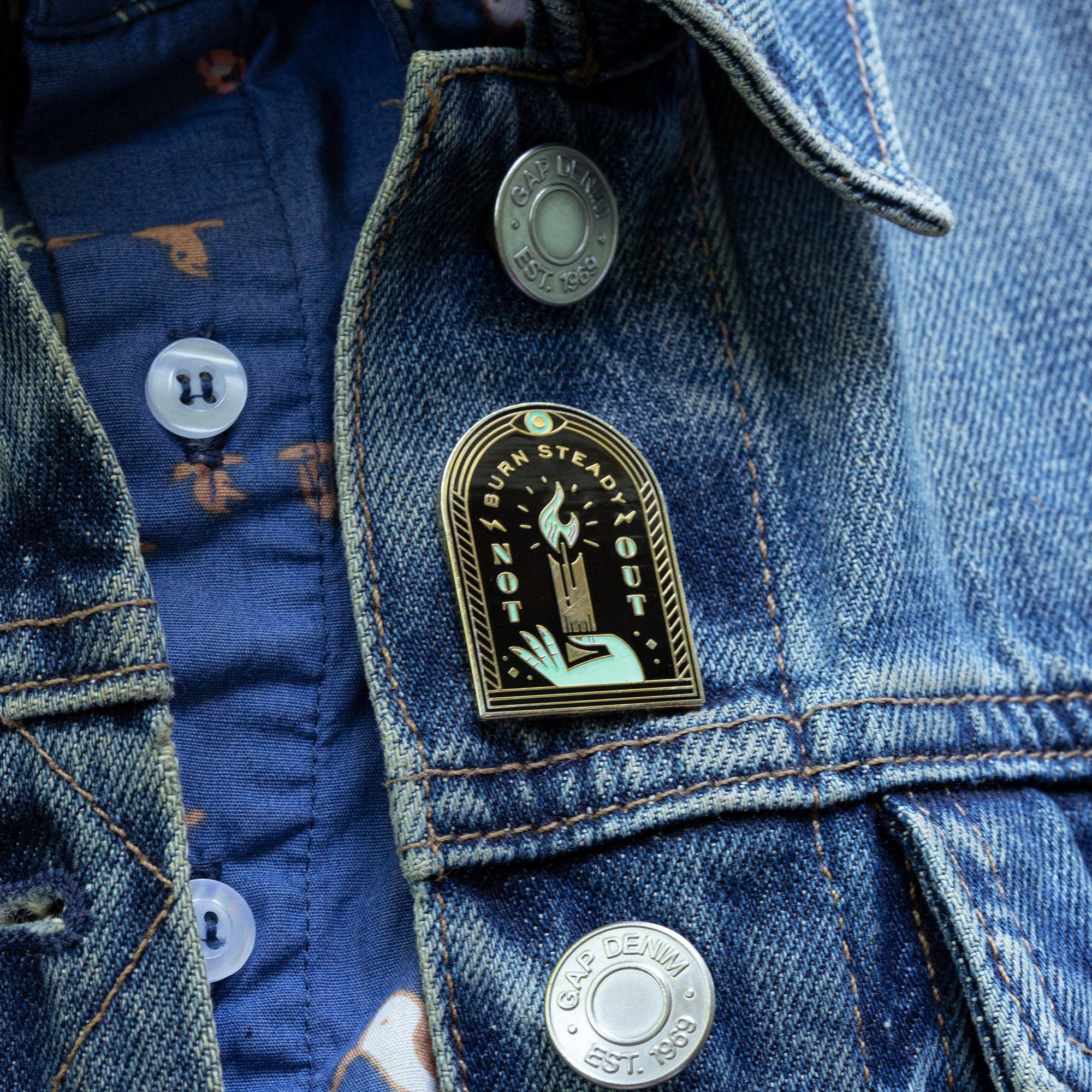 Pretty Useful Co. - Wholesale Lapel Pin/Button - Burn Steady, Not Out Enamel Pin1