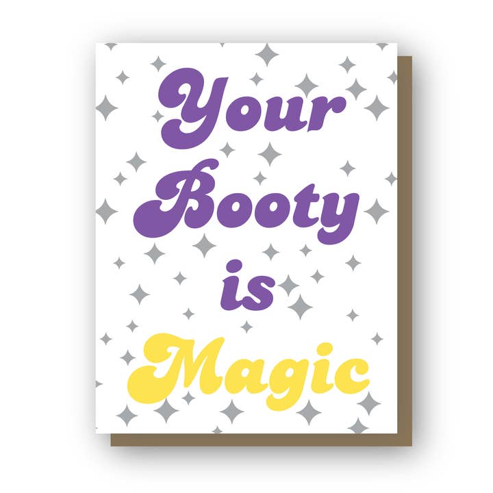 Your Booty is Magic, letterpress wenskaart voor wholesale door Wishbone Letterpress