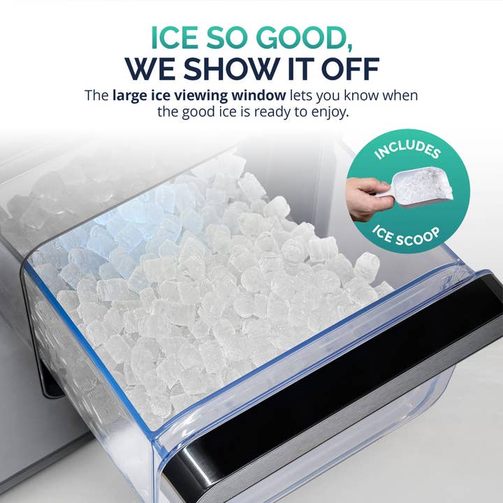 Newair - Wholesale Kitchen Appliance - Luma® Countertop Ice Maker. Nugget Ice, 44 lbs/day - Black Stainless Steel
