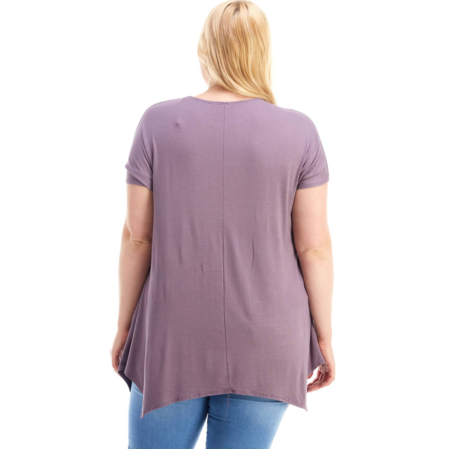 Azules Clothing - Wholesale Tunic - Women's - ATP-2307RSX Plus Size Asymmetric Short Sleeve Tunic5