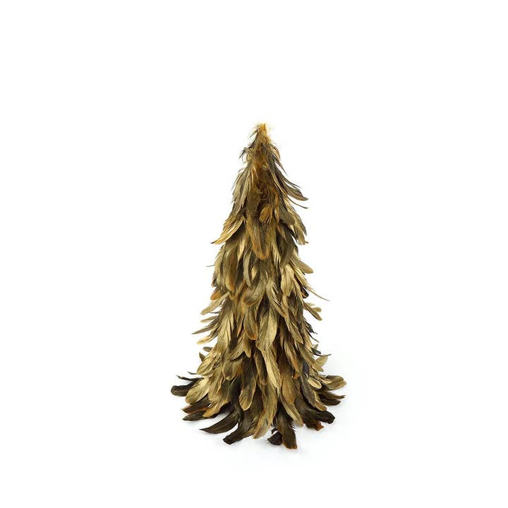 Zucker Feather Products - Wholesale Christmas Decoration - Gold Feather Tree - 16"