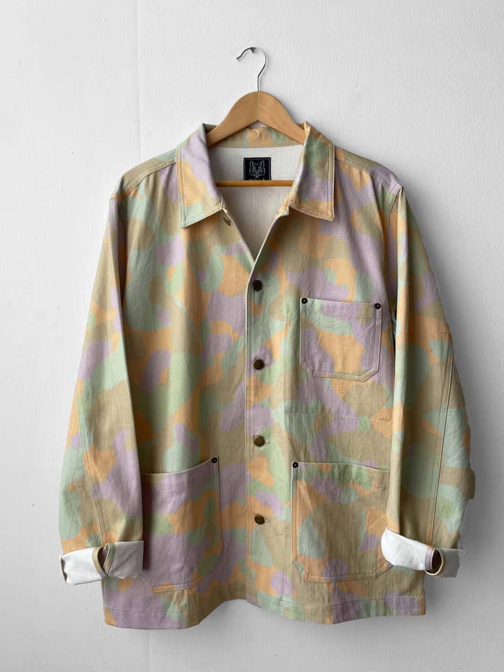 Herringbone Jungle Pastel Chore Jacket Camouflage for wholesale by Wolf Clothing Collective Ltd
