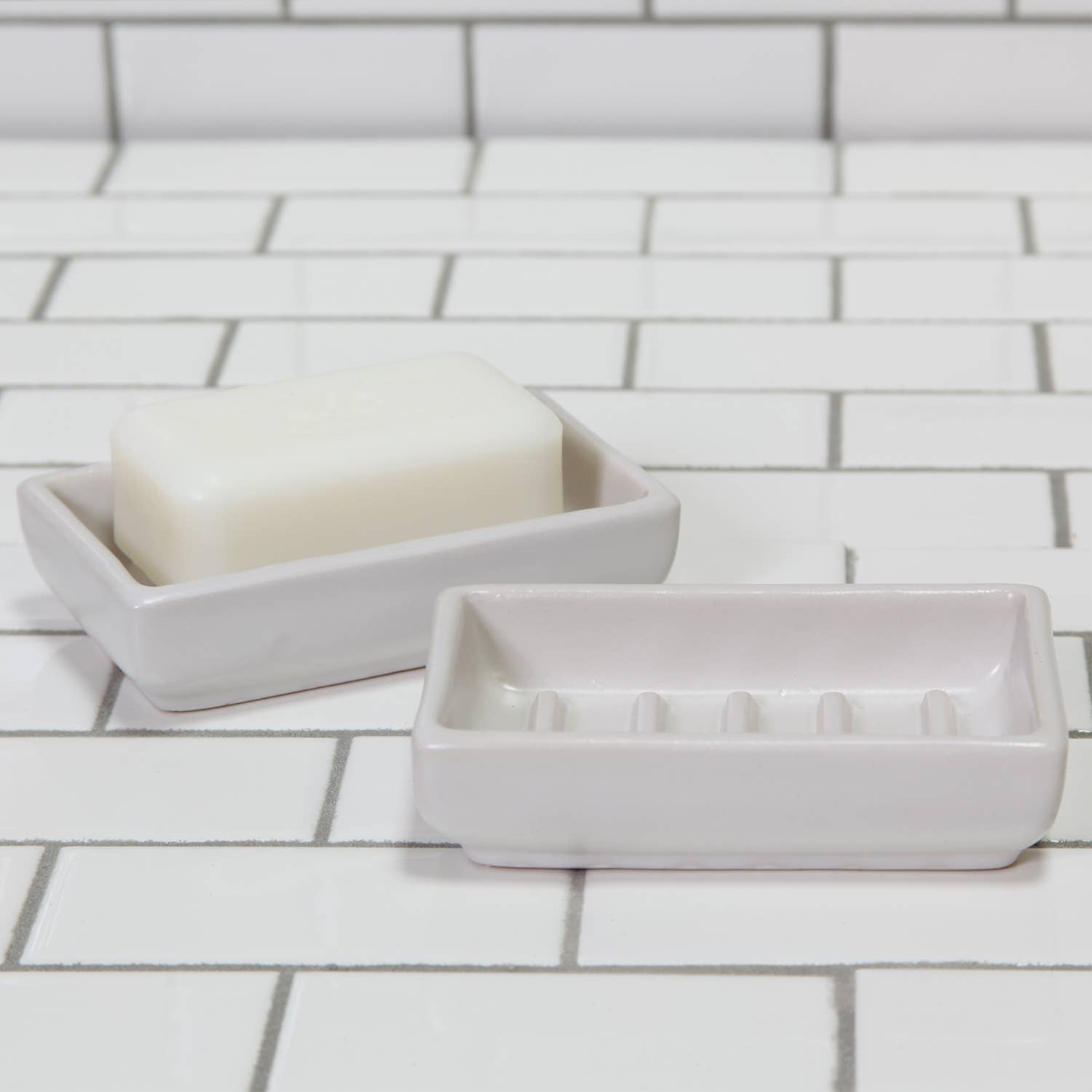 HomArt - Wholesale Bath Soap Dish - Luna Ceramic Soap Dish - Rect - Matte White2