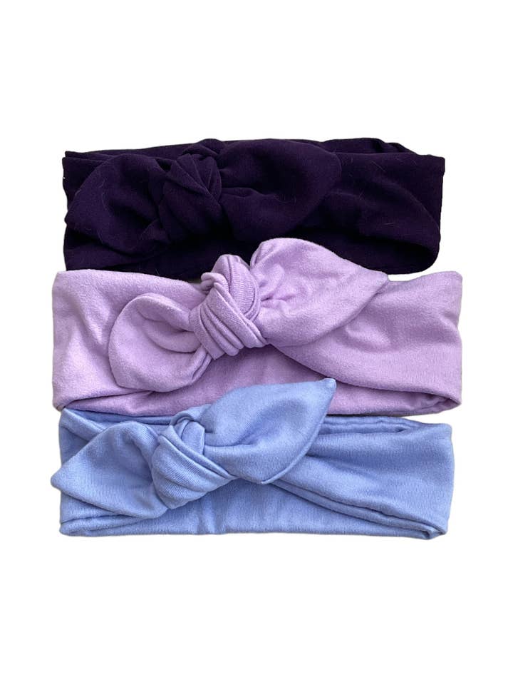 Knot Bow Baby+Toddler Headband - Purple Tones for wholesale by Jena Bug Baby