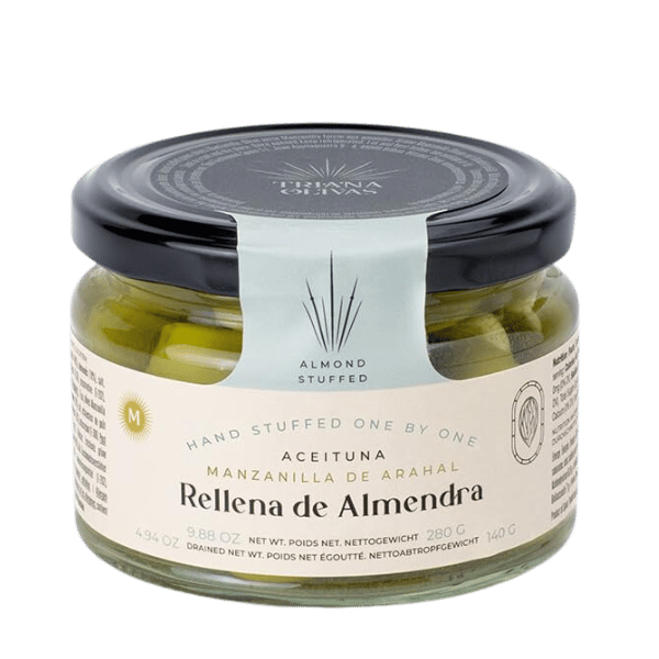 The French Farm - Wholesale Olives - Triana Olivas Almond stuffed Manzanilla Olives 9.88oz0