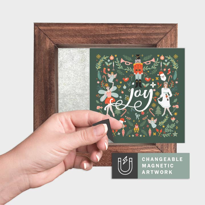 Insert décor saisonnier magnétique pour panneau interchangeable (mini) : Collage de casse-noisette joyeux | Noël | Panneau magnétique vierge vendu séparément | *NON LICENCIÉ POUR LA VENTE EN GROS* pour la vente par Simpler Seasons Decor