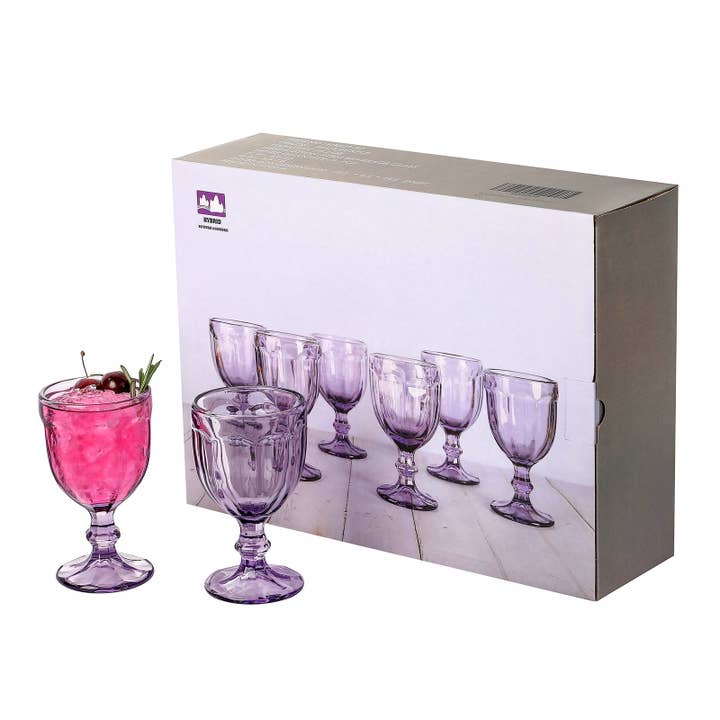 Everest Global - Wholesale Cocktail/Liquor Glass - Vintage Embossed Goblet Glasses set of 615