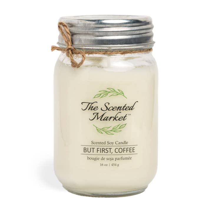 The Scented Market – wholesale Jar/filled candle – BUT FIRST, COFFEE Soy Wax Candle 16 oz