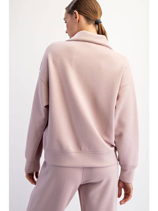 Sunday Morning - Wholesale Sweatshirt – Women's - T729837 FUNNEL NECK MODAL POLY SPAN QUARTER ZIP PULLOVER42