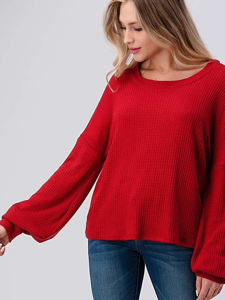 Orange Farm Clothing - Wholesale Knit Top - Women's - Textured Balloon Sleeve Top-OPEN PACK-SALE1